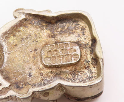 MEXICO 925 Sterling Silver  Vintage Dark Tone Sitting Old Lady Pendant  PT7857