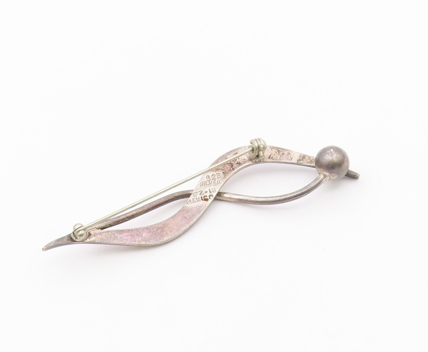 MEXICO 925 Silver  Vintage Modernist Overlapping Swirl Knot Brooch Pin  BP9893