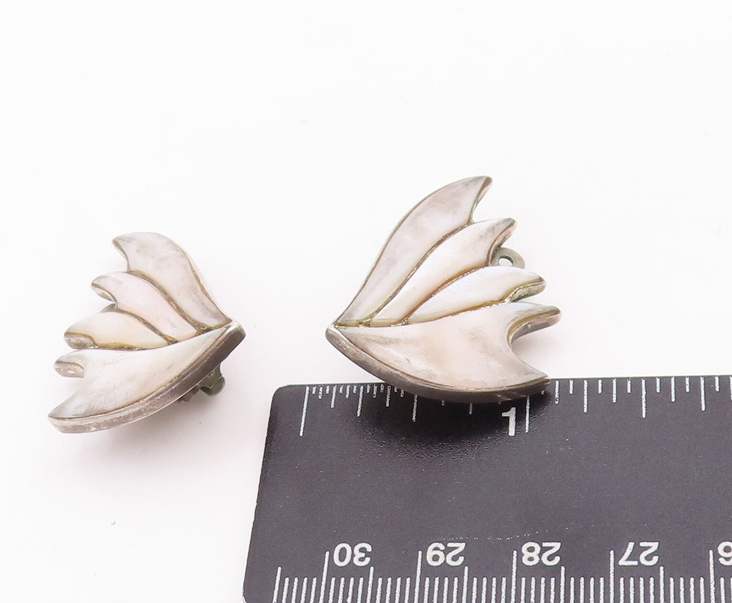 925 Sterling Silver Vintage Earrings Mother Of Pearls Cutout Wings  EG13101