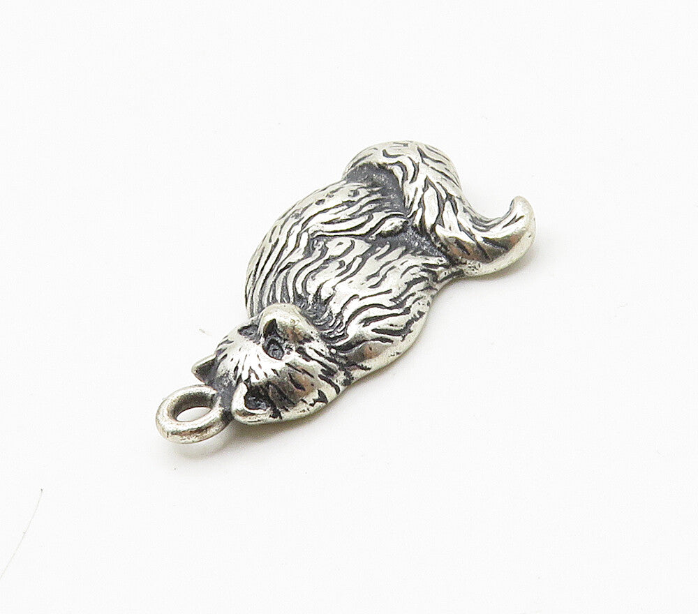 925 Sterling Silver  Vintage Shiny Sitting Cat Animal Motif Pendant  PT12722