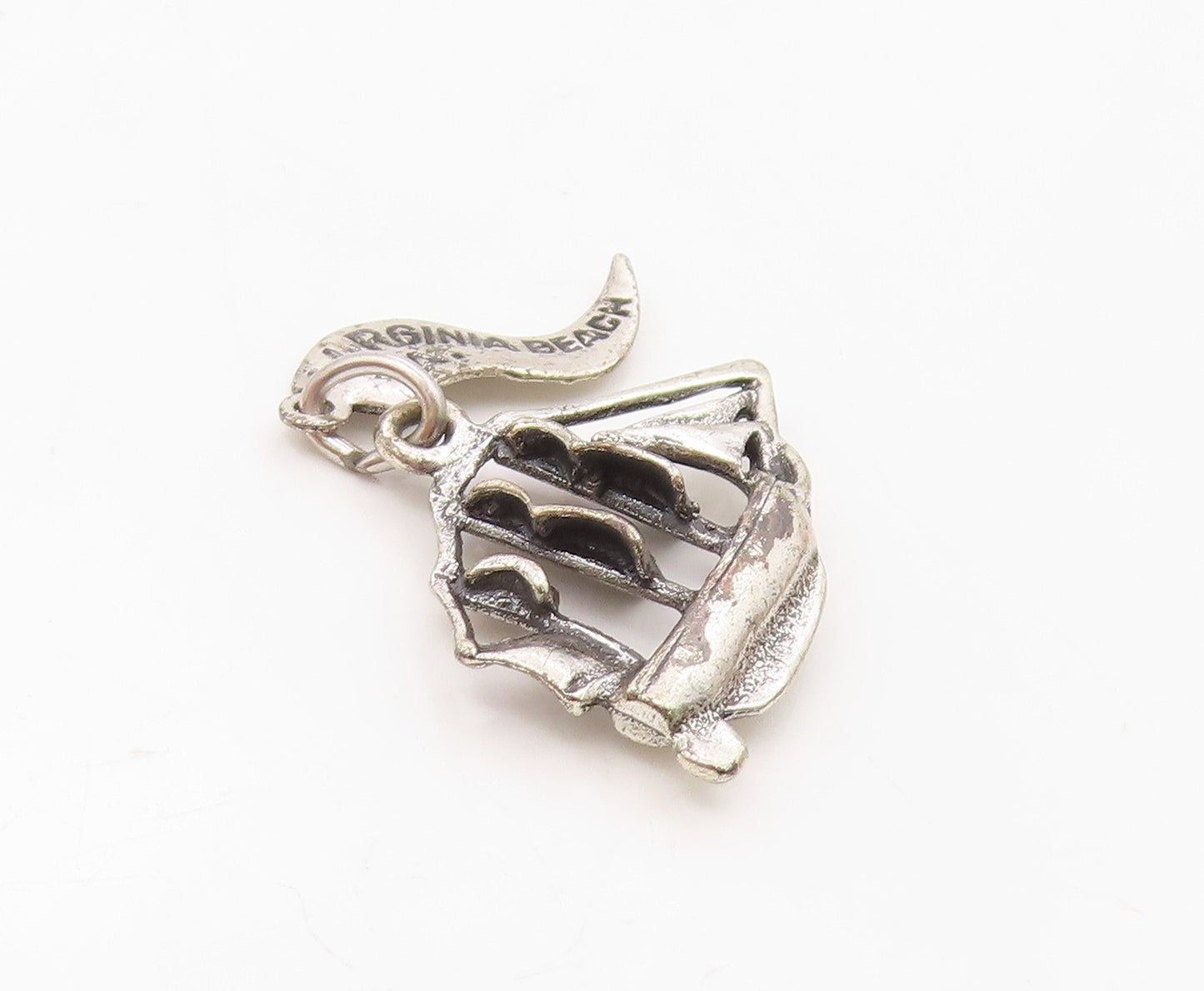 925 Sterling Silver  Vintage Virginia Beach Sailboat Charm Pendant  PT21832