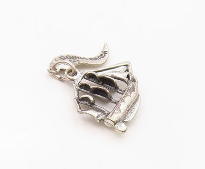 925 Sterling Silver  Vintage Virginia Beach Sailboat Charm Pendant  PT21832
