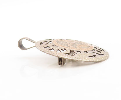 18k Gold 925 Sterling Silver Vintage Brooch Pin Peacock Design Cutout  BP11358