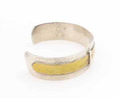 925 Sterling Silver Vintage Bracelet GIDEON Two Tone Belt Buckle Cuff  BT11815