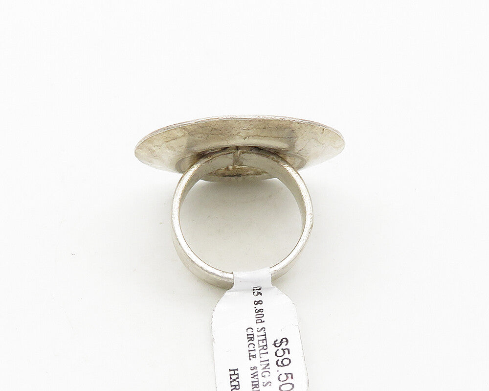 925 Sterling Silver  Vintage Shiny Etched Spiral Statement Ring Sz 8  RG19727