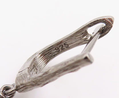 925 Sterling Silver Vintage Earrings Cabochon Moonstone Leaf Design  EG13845