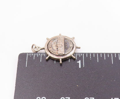 925 Sterling Silver  Vintage Antique Hyde Park NY Ship Wheel Pendant  PT17666