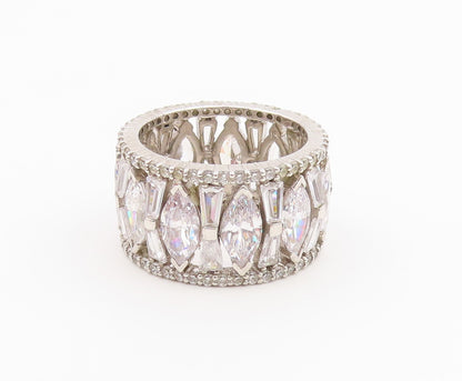 925 Sterling Silver Vintage Ring Multi Shape CZ Eternity Band  Sz 12  RG36500