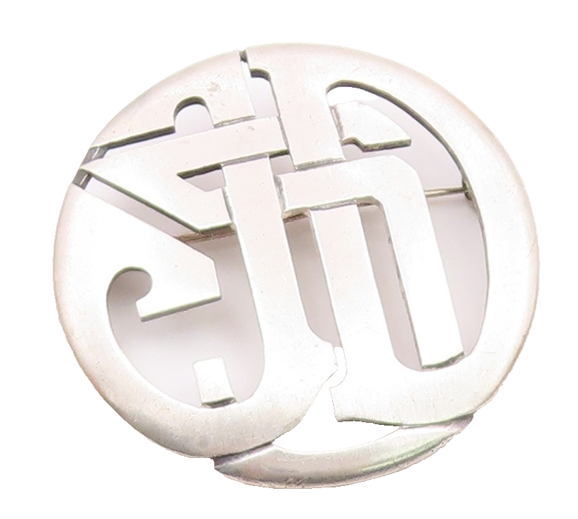 RAJ 925 Sterling Silver   Vintage Shiny Smooth Open Design Brooch Pin  BP6629