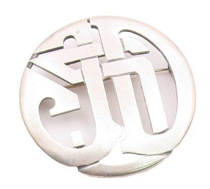 RAJ 925 Sterling Silver   Vintage Shiny Smooth Open Design Brooch Pin  BP6629