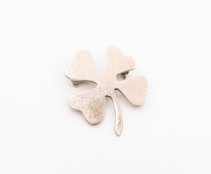 925 Sterling Silver Vintage Brooch Pin Modernist Four Leaf Lucky Clover  BP12495