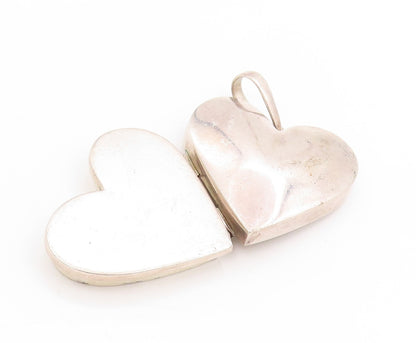 925 Sterling Silver Vintage Pendant Minimalist Solid Love Heart OPENS  PT25135