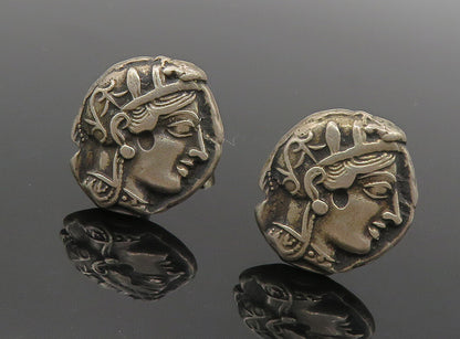925 Sterling Silver  Vintage Greek Roman Royal Figure Cuff Links  TR1530