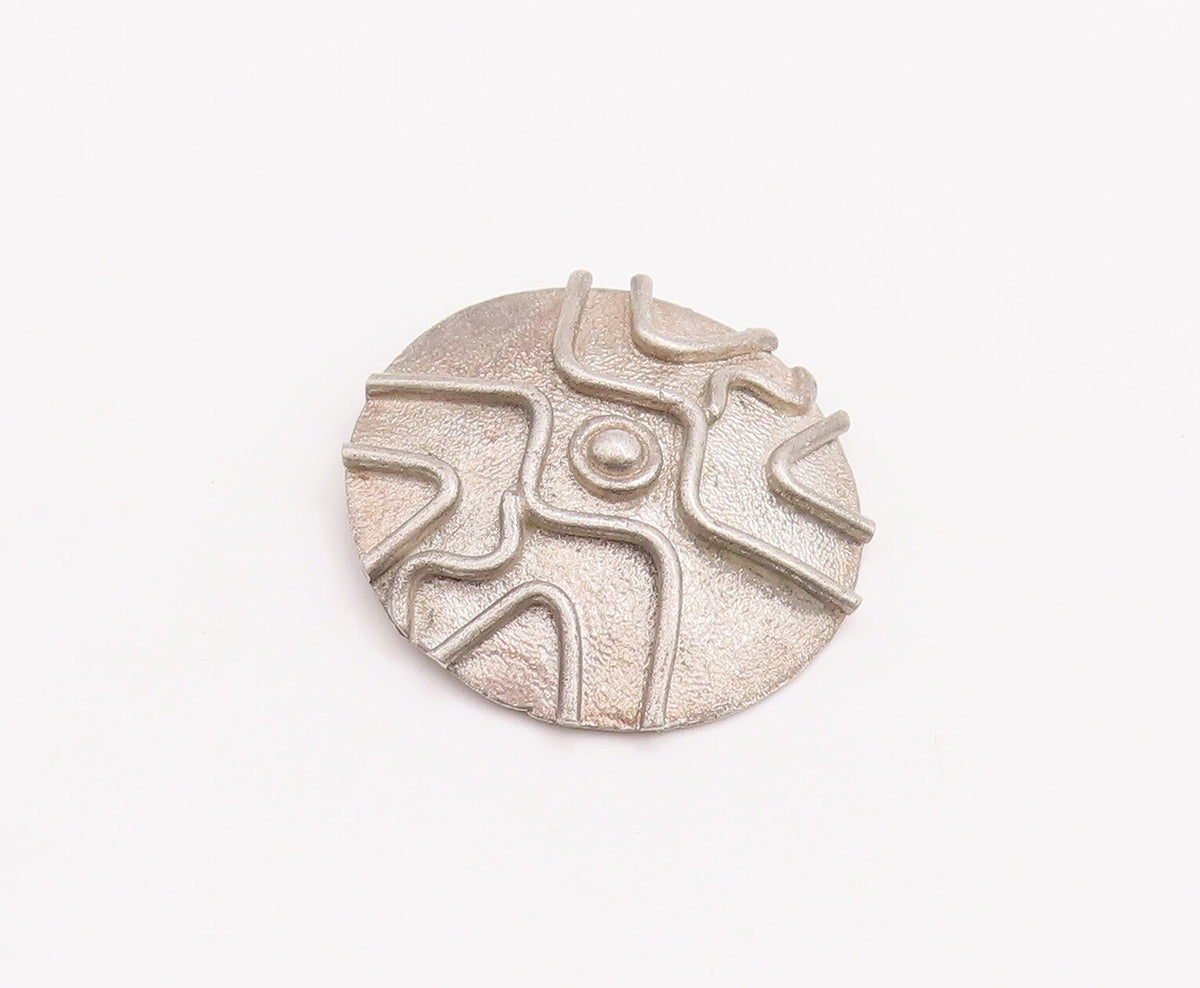 925 Sterling Silver Vintage Pendant Antique Carved Round Shield  PT23227