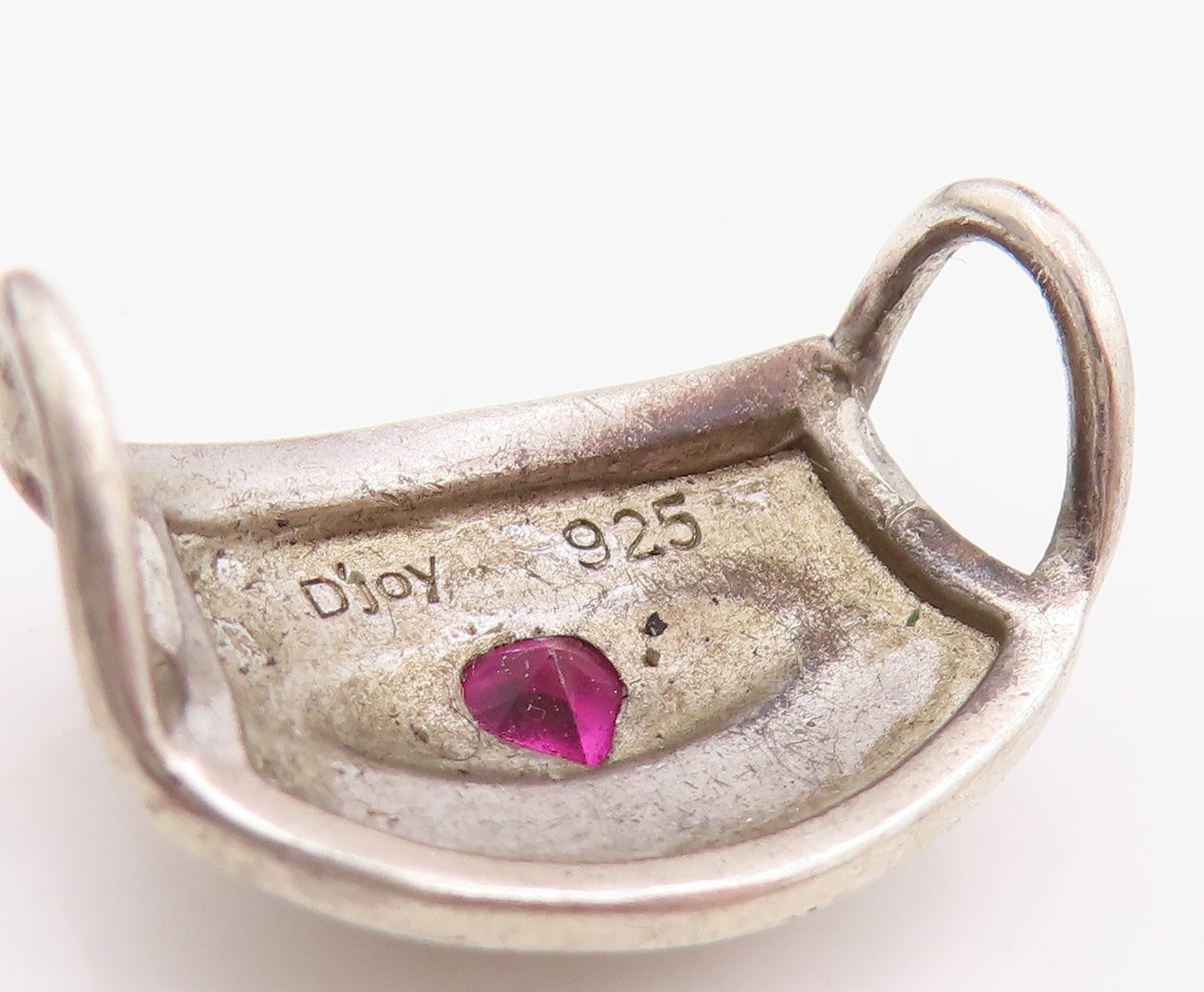 925 Sterling Silver Vintage Pendant Heart Cut CZ Face Mask Charm  PT24514