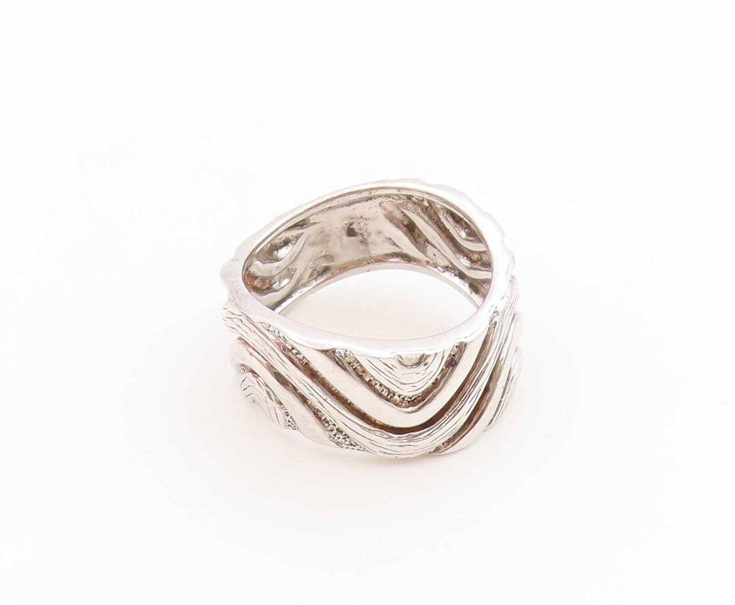 925 Sterling Silver Vintage Ring Textured Wavy Grooved Band  Sz 6.5  RG36000