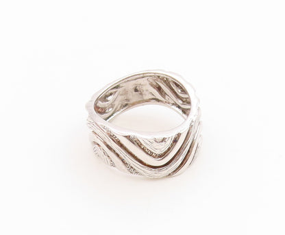 925 Sterling Silver Vintage Ring Textured Wavy Grooved Band  Sz 6.5  RG36000