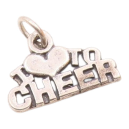 925 Sterling Silver  Vintage I Love To Cheer Oxidized Drop Pendant  PT6236