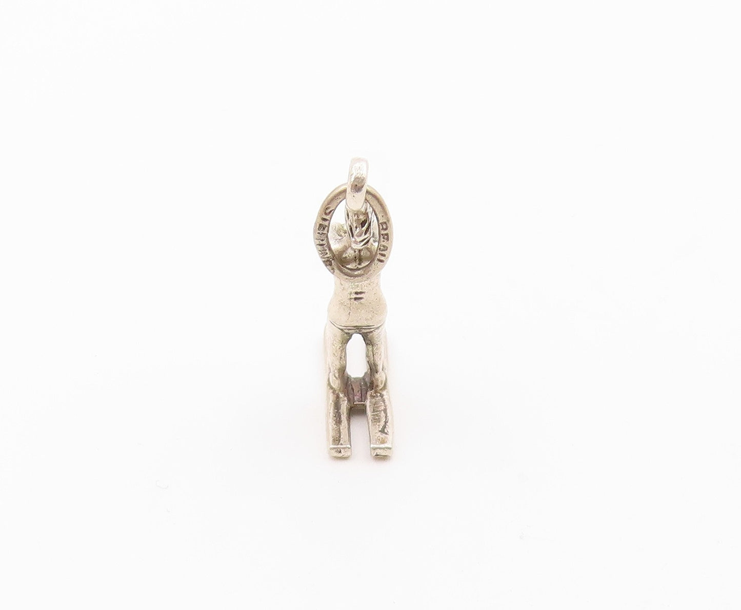 925 Sterling Silver   Vintage Sculpted Skiing Man Sports Pendant  PT20544
