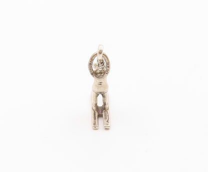 925 Sterling Silver   Vintage Sculpted Skiing Man Sports Pendant  PT20544