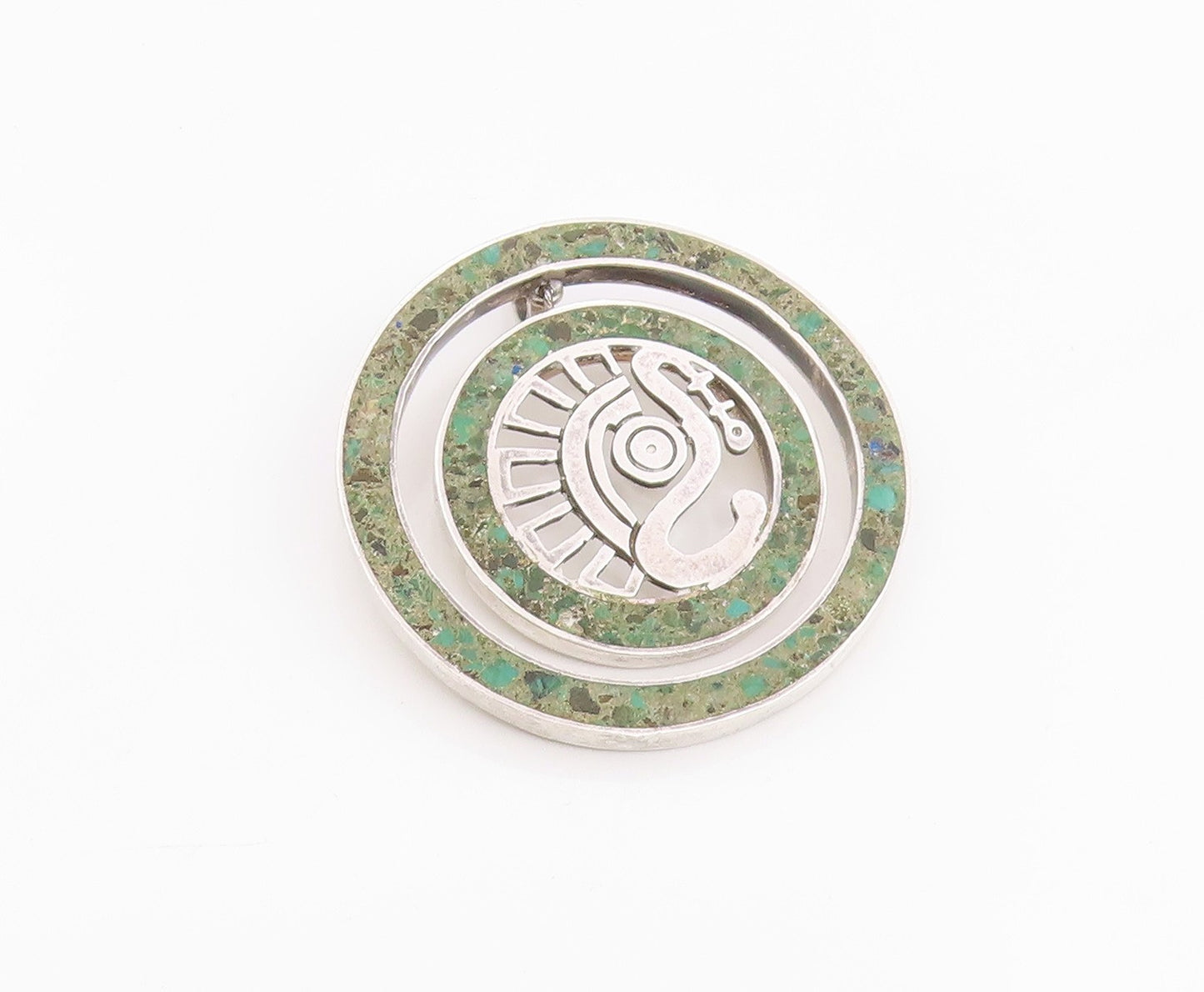 925 Sterling Silver Vintage Pendant MIGUEL MELENDEZ TAXCO Turquoise  PT26038