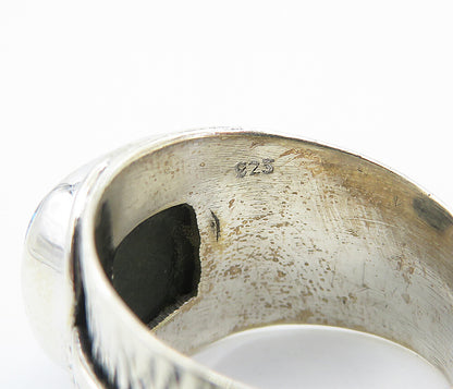 925 Sterling Silver Glitter Art Textured Band Cocktail Ring Sz 8 RG8582