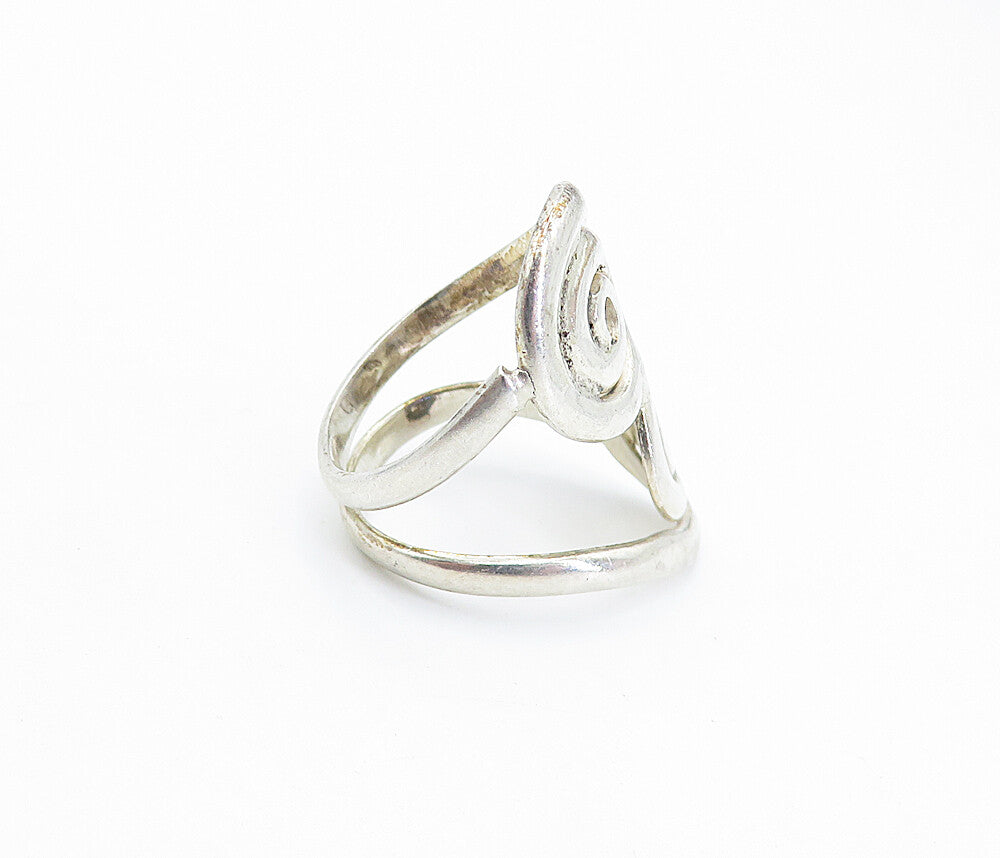 925 Sterling Silver  Vintage Shiny Spiral Bypass Split Band Ring Sz 6  RG7130