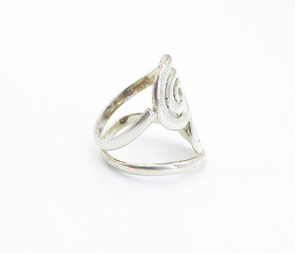 925 Sterling Silver  Vintage Shiny Spiral Bypass Split Band Ring Sz 6  RG7130