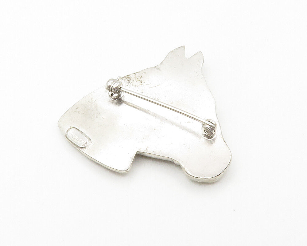 925 Sterling Silver  Vintage Shiny Horse's Head Animal Brooch Pin  BP5701
