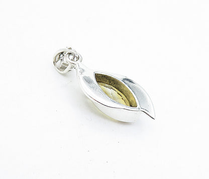 925 Sterling Silver Marquise Cut Citrine Shiny Polished Drop Pendant PT3460