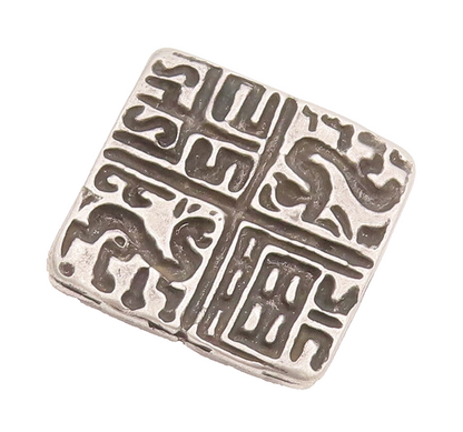 925 Sterling Silver Vintage Brooch Pin Solid Square Etched Trible Design BP10759