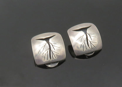 POLAND 925 Silver  Vintage Cutout Tree Motif Non Pierce Drop Earrings  EG10601