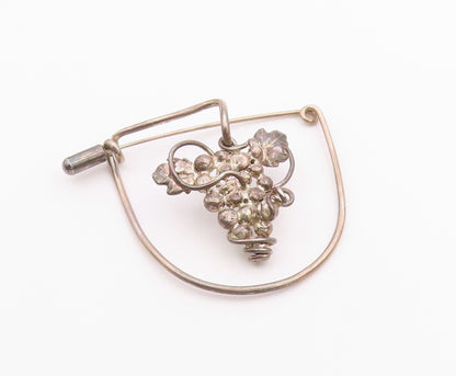 925 Silver  Vintage Spiral Wrapped Grape Cluster Dangle Brooch Pin  BP9959
