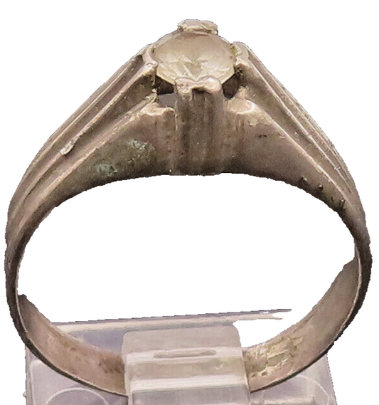 925 Sterling Silver  Vintage Antique Line Design CZ Ring Sz 6.5  RG26581