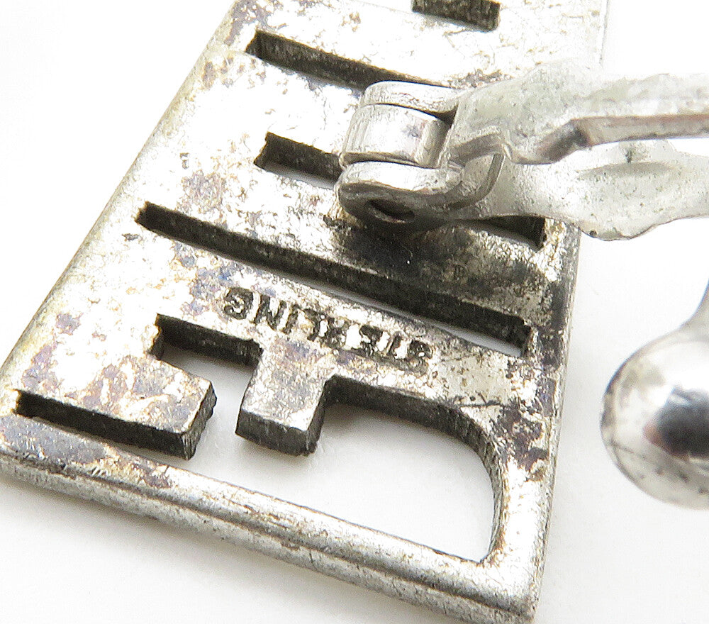 925 Sterling Silver  Vintage Sparkling JAF Initials Cufflinks  TR2217