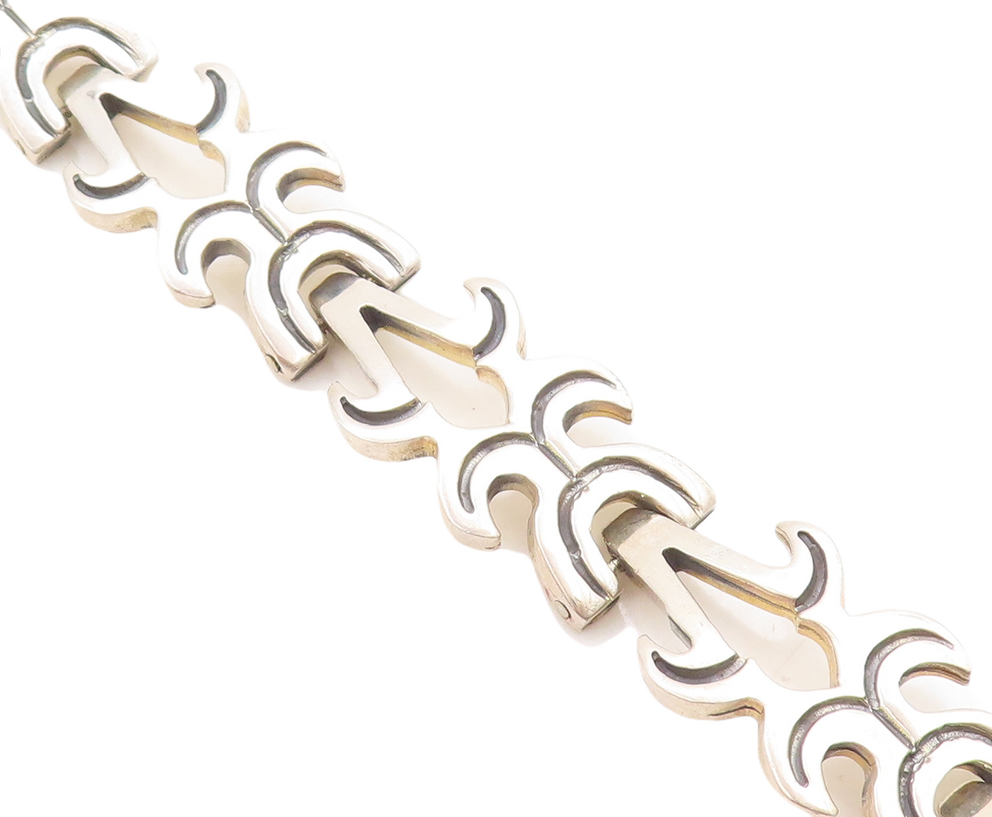 MEXICO 925 Sterling Silver  Vintage Oxidized Detail Chain Bracelet  BT1896