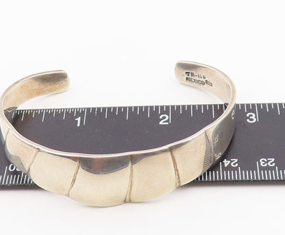 925 Sterling Silver Vintage Bracelet MEXICO Modernist Tapered Wave Cuff  BT12149