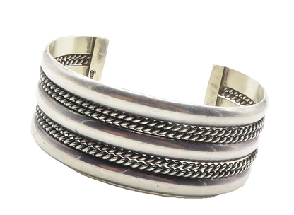 NAVAJO 925 Sterling Silver  Vintage Shiny Rope Twist Cuff Bracelet  BT5525