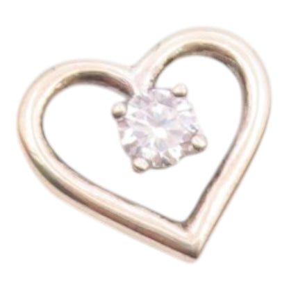 925 Sterling Silver  Vintage Cubic Zirconia Open Love Heart Pendant  PT17465