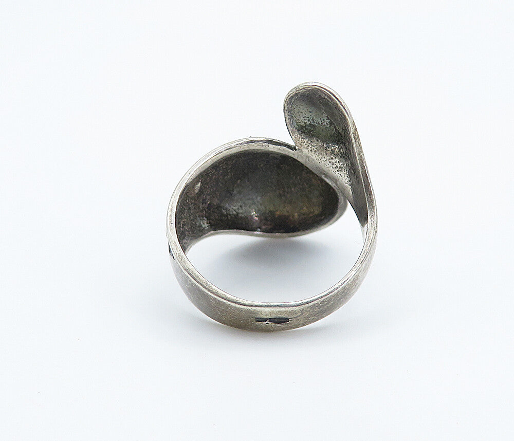 RUSSIAN 925 Sterling Silver  Vintage Dark Tone Bypass Band Ring Sz 7.5  RG8567