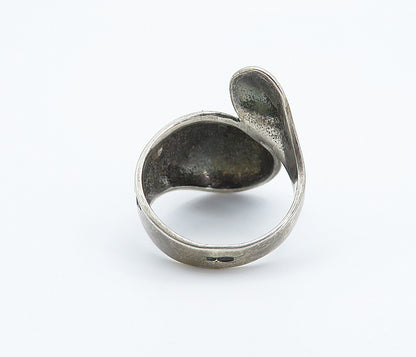 RUSSIAN 925 Sterling Silver  Vintage Dark Tone Bypass Band Ring Sz 7.5  RG8567