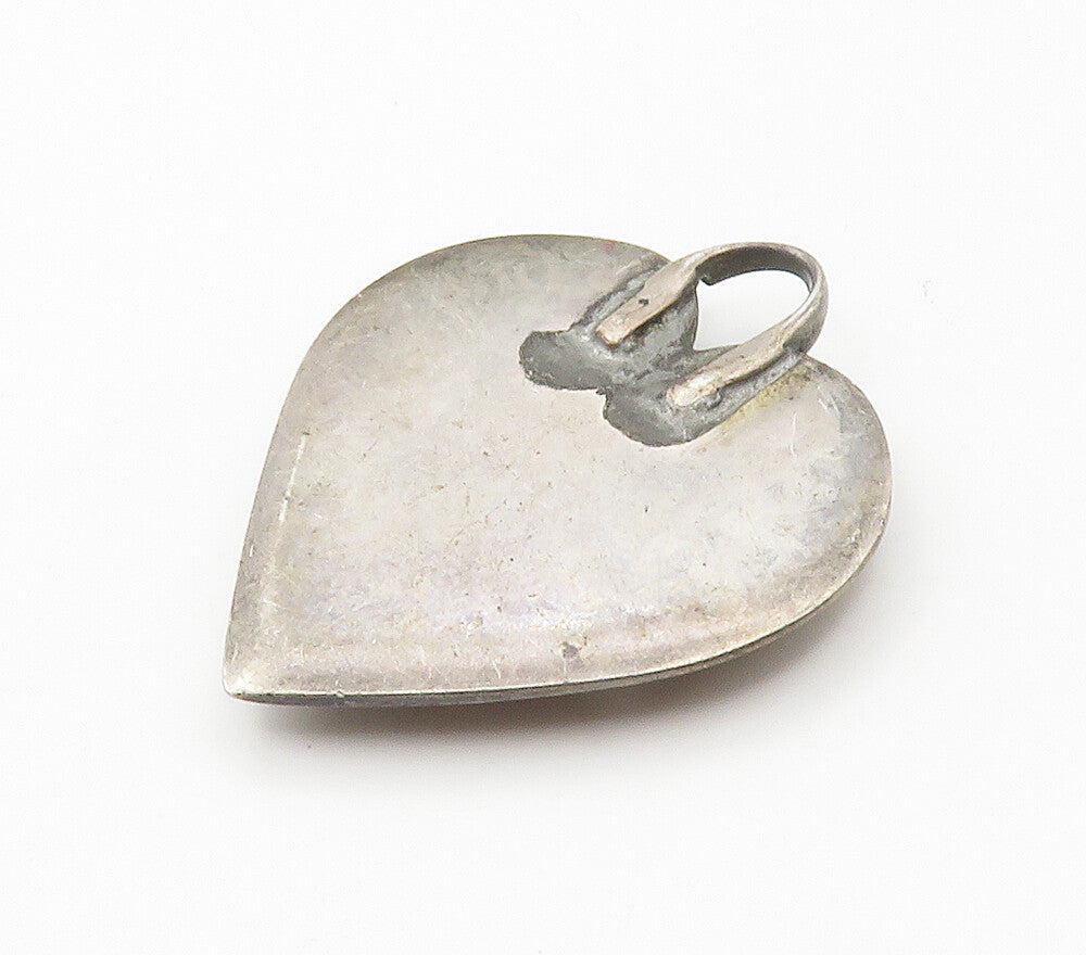 925 Sterling Silver  Vintage Face Profile Love Heart Dark Tone Pendant PT11916