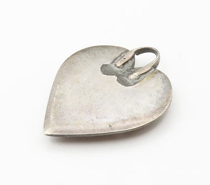 925 Sterling Silver  Vintage Face Profile Love Heart Dark Tone Pendant PT11916