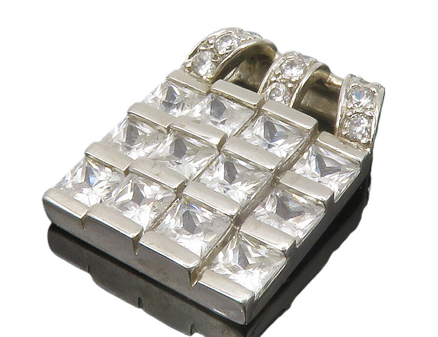 ROSS SIMON 925 Silver  Sparkling Cubic Zirconia Grid Slide Pendant  PT10995