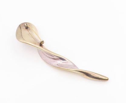 DESIGNER 925 Sterling Silver Vintage Shiny Two Tone Twist Brooch Pin  BP4047