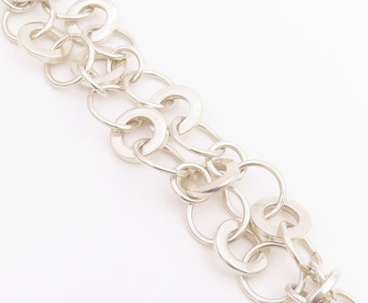 925 Sterling Silver Vintage Bracelet MEXICO Interlocking Circles Link  BT12211