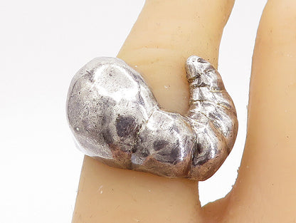 MEXICO 925 Silver  Vintage Shiny Fluted Shrimp Dome Band Ring Sz 7  RG6968