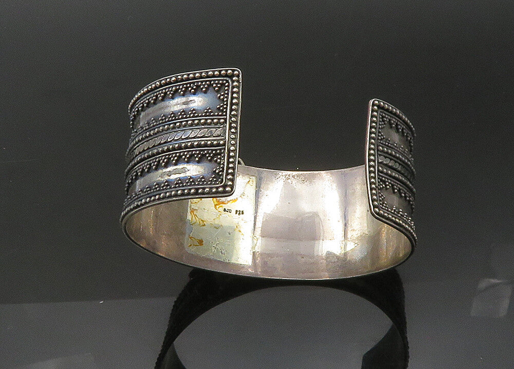 SAMUEL BENHAM 925 Silver  Vintage Amethyst & Topaz Face Cuff Bracelet  BT8706