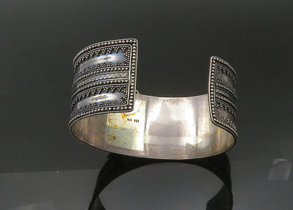 SAMUEL BENHAM 925 Silver  Vintage Amethyst & Topaz Face Cuff Bracelet  BT8706