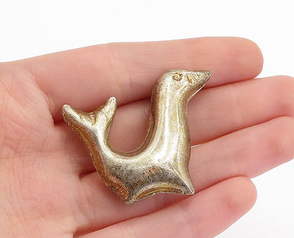 MEXICO 925 Sterling Silver  Vintage Hollow Sea Lion Animal Brooch Pin  BP1837